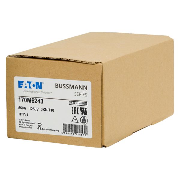 Fuse-link, high speed, 550 A, AC 1250 V, size 3, 76 x 92 x 139 mm, aR, DIN, IEC, single indicator image 15