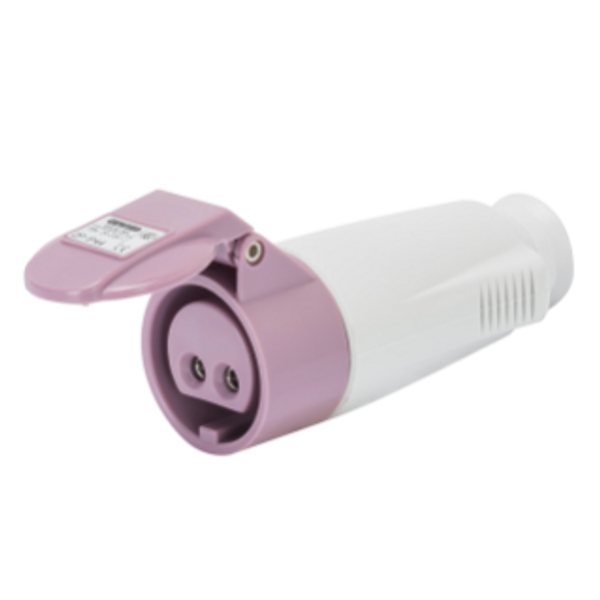 STRAIGHT CONNECTOR - IP44 - 2P 32A 20-25V 50-60HZ - VIOLET - n.r. - SCREW WIRING image 1