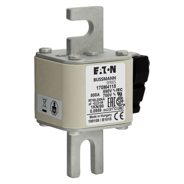 Fuse-link, high speed, 800 A, AC 690 V, DIN 1, 53 x 69 x 108 mm, aR, DIN, IEC, single indicator image 17