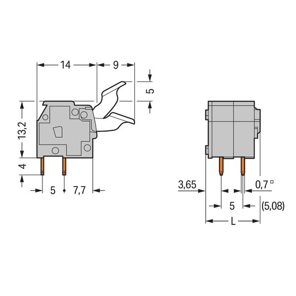 PCB terminal block finger-operated levers 2.5 mm² gray image 3