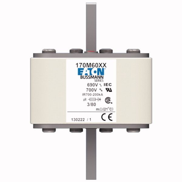 Fuse-link, high speed, 1100 A, AC 690 V, DIN 3, 76 x 90 x 109 mm, aR, DIN, IEC, single indicator image 1