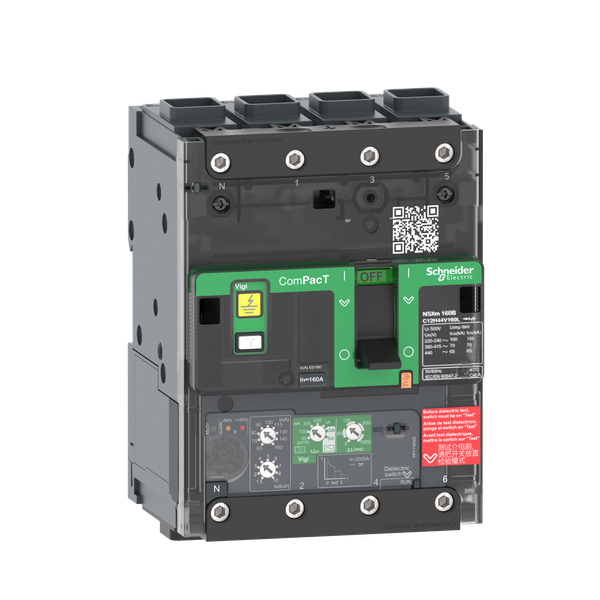 Circuit breaker, ComPacT NSXm 100H, 70kA/415VAC, 4 poles, MicroLogic 4.1 trip unit 50A, EverLink lugs image 4