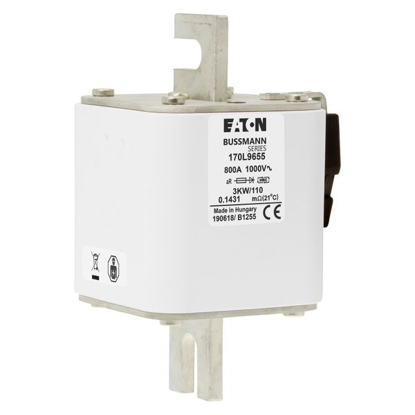 Fuse-link, high speed, 800 A, AC 1000 V, Size 3, 74 x 92 x 141 mm, aR, DIN, IEC, single indicator image 24