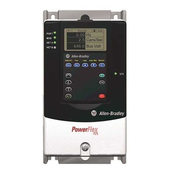 Allen-Bradley, 20AD3P4A0AYNANC0, PowerFlex70 AC Drive, 480 VAC, 3 PH, 3.4 Amps, 2 HP Normal Duty, 1.5 HP Heavy Duty,Panel Mount - IP20 / NEMA Type 1 image 1