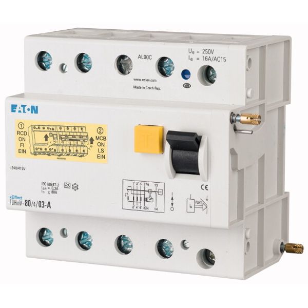 Residual-current circuit breaker trip block for AZ, 80A, 4p, 500mA, type A image 1