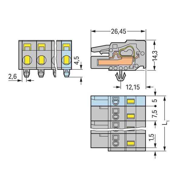 1-conductor female connector CAGE CLAMP® 2.5 mm² gray image 2