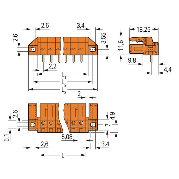 THT female header angled Pin spacing 5.08 mm orange image 3