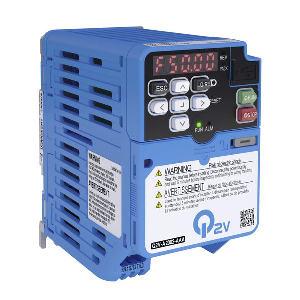 Inverter Q2V 200V, ND: 3.5 A / 0.75 kW, HD: 3 A / 0.55 kW, without int AA058322B image 1