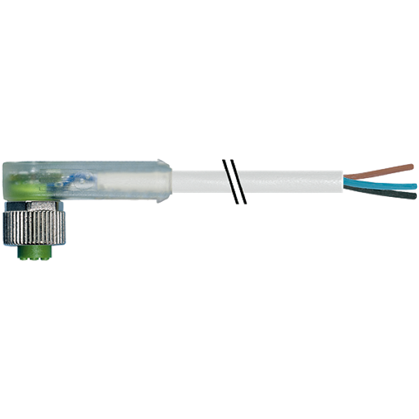 M12 female 90° A-cod. with cable LED PUR 4x0.34 gy UL/CSA+drag ch. 5m image 1