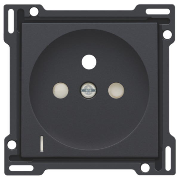 Finishing set with transparent lens for socket outlet with voltage indication, pin earthing and shutters, flush-mounting depth of 28.5mm, anthracite coated image 1