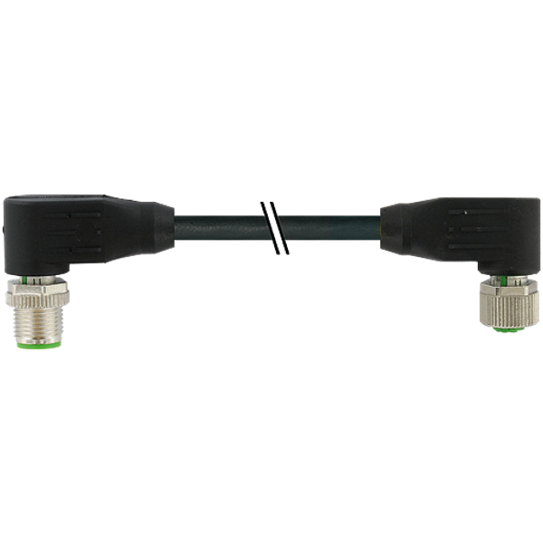 M12 male 90° / M12 female 90° A-cod. PUR 8x0.25 bk UL/CSA+drag ch. 7m image 1