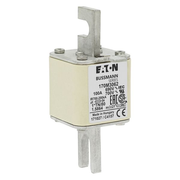 Fuse-link, high speed, 100 A, AC 690 V, compact DIN 1, 45 x 58 x 104 mm, aR, DIN, IEC, single indicator image 8