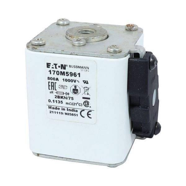 Fuse-link, high speed, 800 A, AC 1000 V, size 2, 59 x 77 x 75 mm, aR, IEC, UL, single indicator image 4