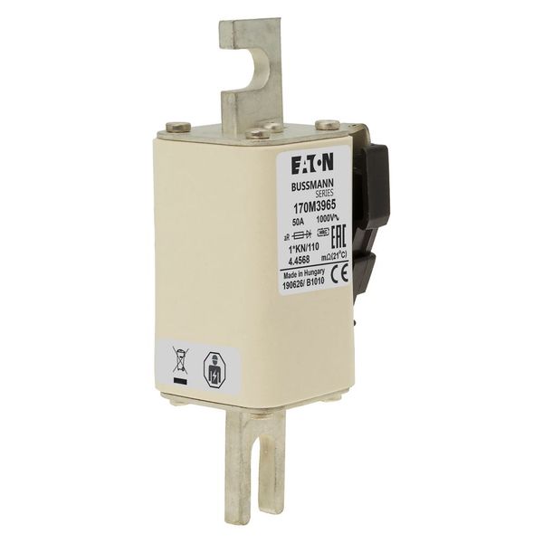 Fuse-link, high speed, 50 A, AC 1000 V, compact DIN 1, 43 x 61 x 138 mm, aR, DIN, IEC, type K indicator image 19