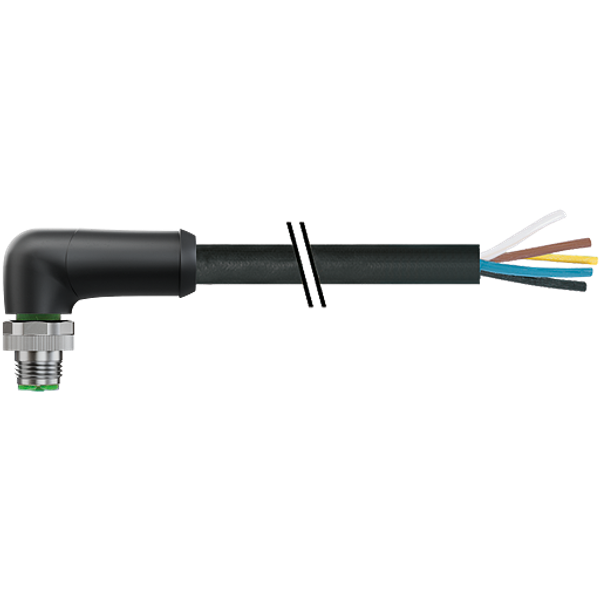 M12 Power male 90° K-cod. with cable PUR 5x2.5 bk UL/CSA+drag ch. 10m image 1