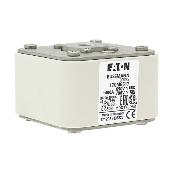 Fuse-link, high speed, 1400 A, AC 690 V, size 3, 76 x 92 x 53 mm, aR, IEC, UL, single indicator image 23