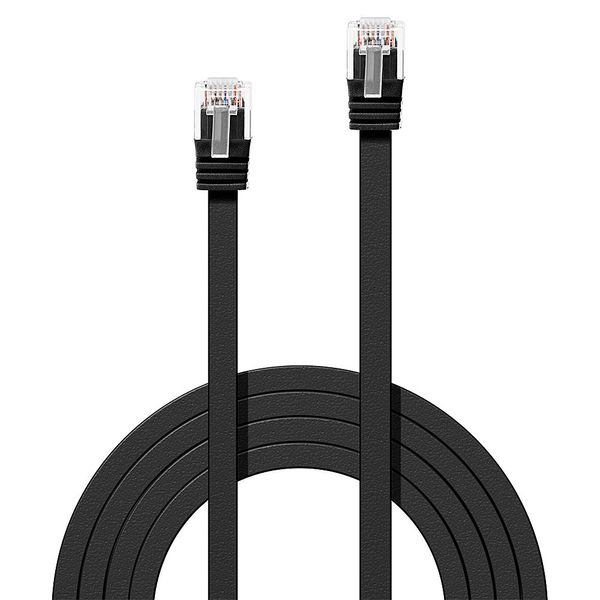 0.3m Cat.6 U/UTP Flat Network Cable, Black RJ45, M/M, 250MHz, copper, 32AWG image 2