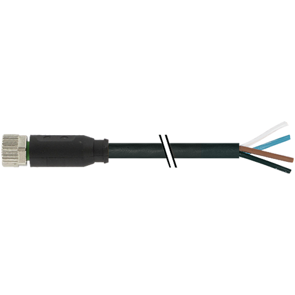 M8 female 0° A-cod. with cable PUR 4x0.34 bk UL/CSA+drag ch. 4.0m image 1