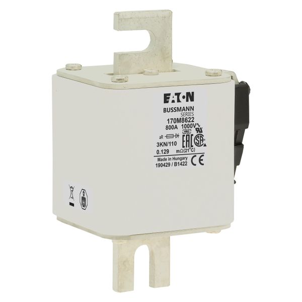 Fuse-link, high speed, 800 A, AC 1000 V, DIN 3, 74 x 92 x 138 mm, aR, DIN, IEC, single indicator image 12