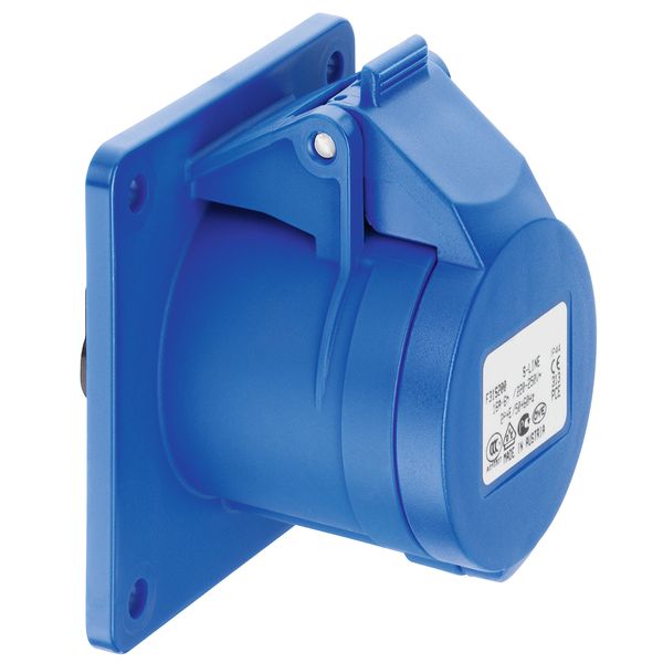 CEE flanged socket, straight, IP44, 32A, 4-pole, 230V, 9h, blue image 1