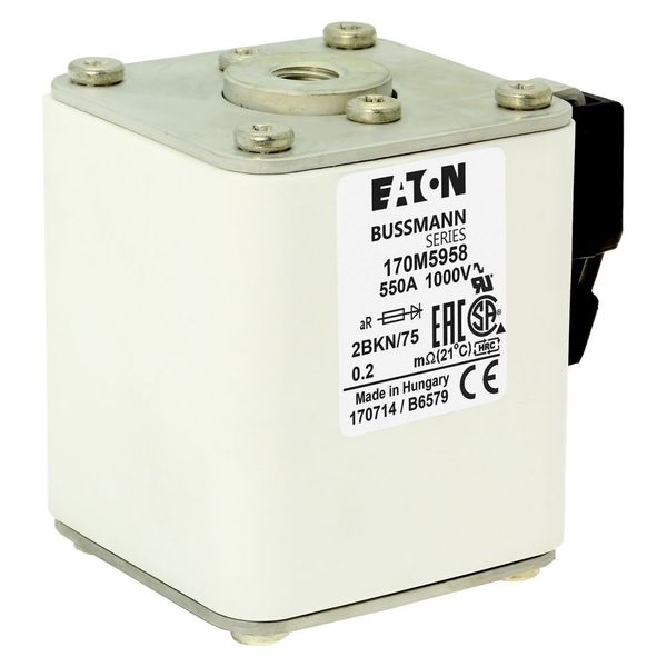 Fuse-link, high speed, 550 A, AC 1000 V, size 2, 59 x 77 x 75 mm, aR, IEC, UL, single indicator image 26