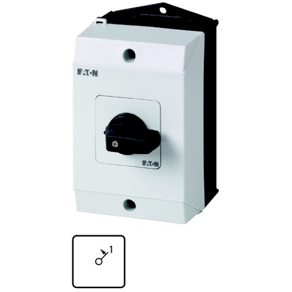 On switches, T0, 20 A, surface mounting, 1 contact unit(s), Contacts: 1, Spring-return in position 1, 45 °, momentary, With spring-return from 1, I image 1