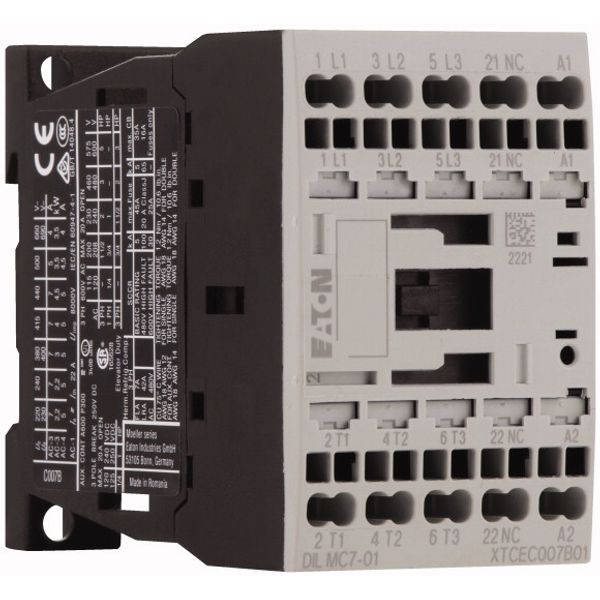 Contactor, 3 pole, 380 V 400 V 3 kW, 1 NC, 230 V 50/60 Hz, AC operation, Spring-loaded terminals image 4