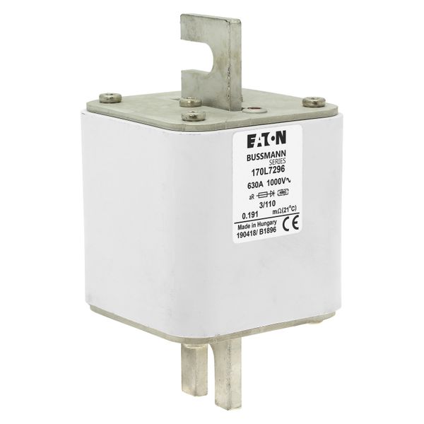 Fuse-link, high speed, 630 A, AC 1000 V, Size 3, 76 x 90 x 141 mm, aR, DIN, IEC, visual indicator image 10