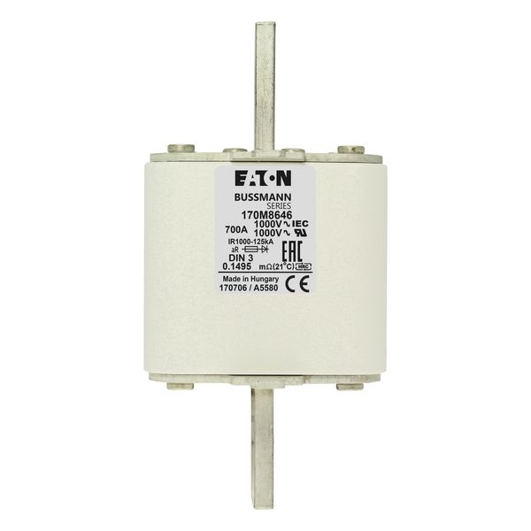 Fuse-link, high speed, 700 A, AC 1000 V, DIN 3, 90 x 75 x 150 mm, aR, DIN, IEC, single indicator image 16