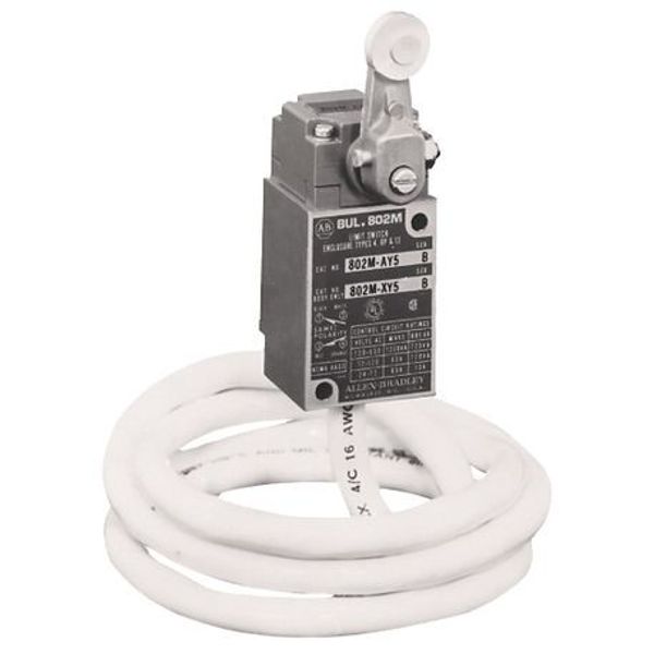 Allen-Bradley, 802M-ATY12, Limit Switch, Pre-Wired Factory Sealed, Complete Switch, Lever Type, Spring Return, Standard Operating Torque, 4-Circuit, CW and CCW directions, Extended Cable Length: 3.66m (12ft) image 1