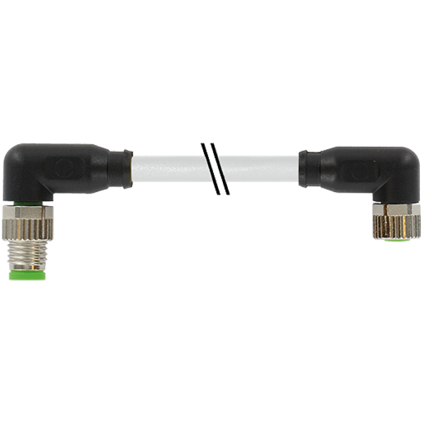 M8 male 90° / M8 female 90° A-cod. PUR 4x0.25 gy +robot+drag ch. 3m image 1