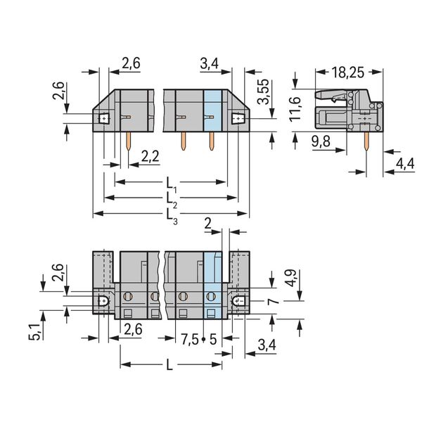 THT female header angled Pin spacing 7.5 mm gray image 2