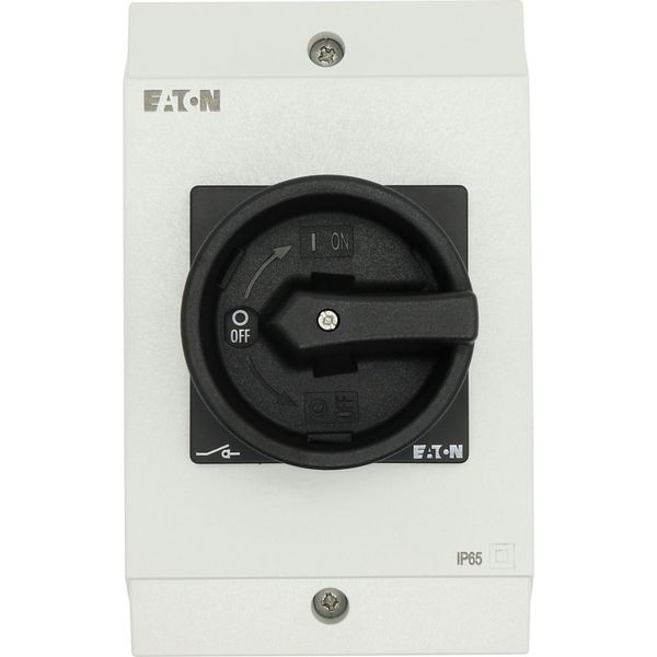 Main switch, P1, 25 A, surface mounting, 3 pole, 1 N/O, 1 N/C, STOP function, With black rotary handle and locking ring, Lockable in the 0 (Off) posit image 21