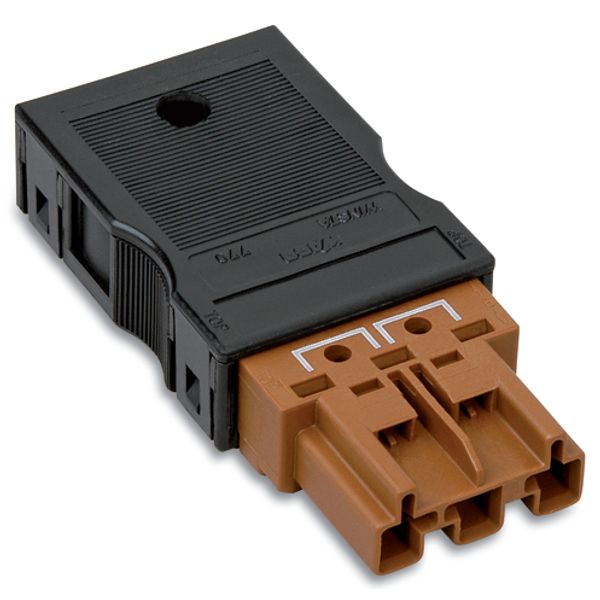 Shorting plug with assembled strain relief housing 3-pole brown image 2