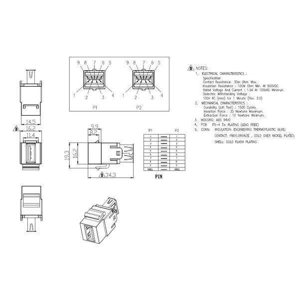 TOOLLESS LINE USB 3.0 A-A Coupler White image 7