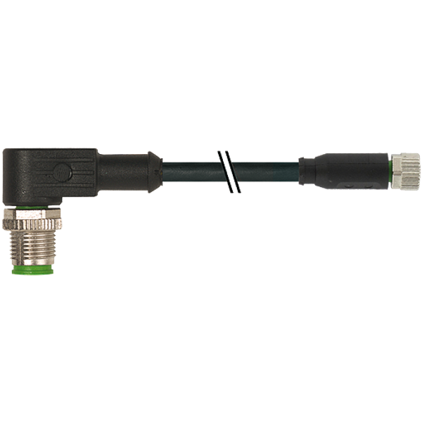 M12 male 90° / M8 female 0° A-cod. PUR 3x0.25 bk UL/CSA+drag ch. 8m image 1