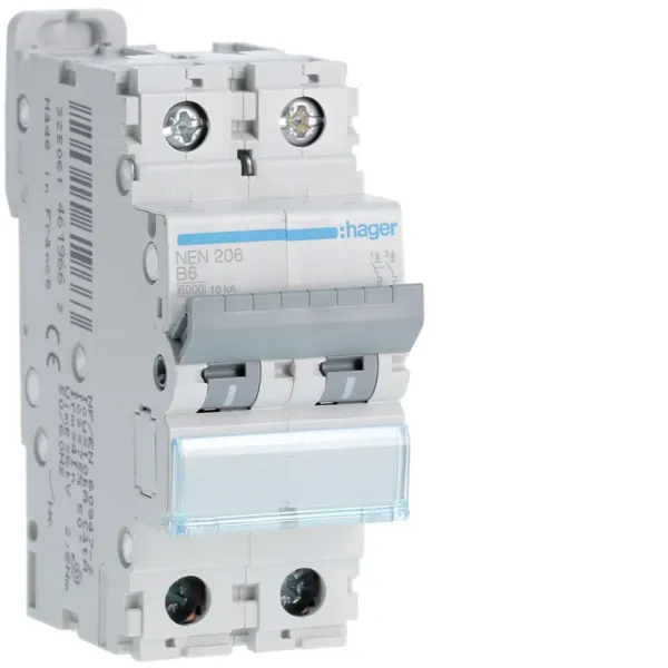 Circuit breaker 2P 6A B 6/10kA 2M image 1