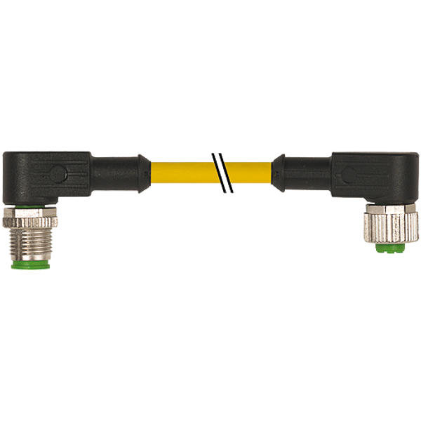 M12 male 90° / M12 female 90° A-cod. PUR 3x0.34 ye UL/CSA+drag ch. 6m image 1