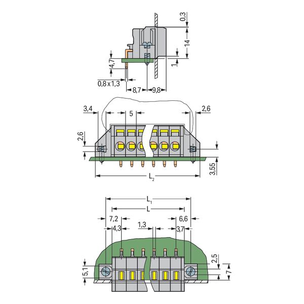 PCB terminal block 2.5 mm² Pin spacing 5 mm gray image 3