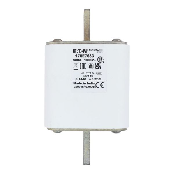 Fuse-link, high speed, 800 A, AC 1000 V, DIN 3, aR, DIN, visual indicator image 6