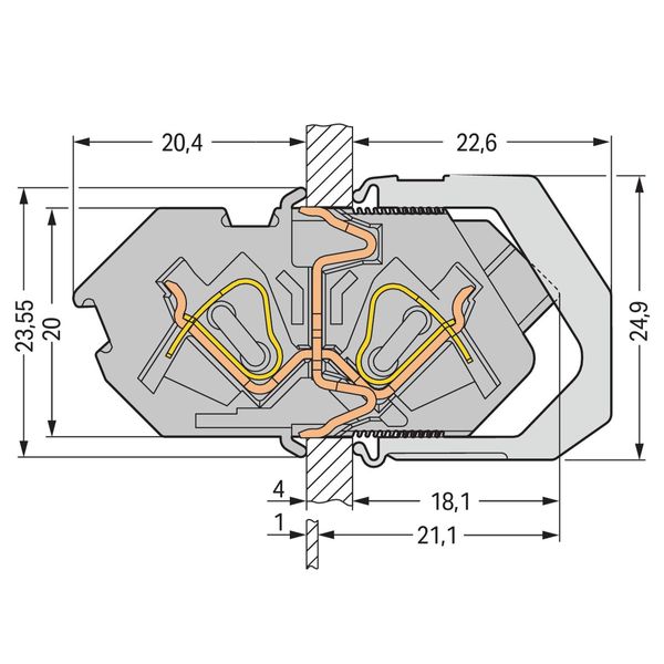 826-161/000-016 Feedthrough terminal block; Conductor/conductor connection; Plate thickness: 1 … 4 mm image 2