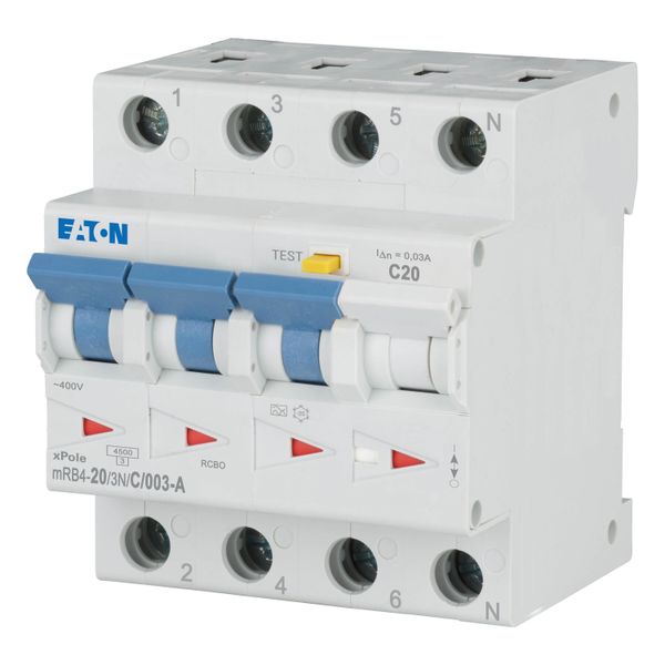 RCD/MCB combination, 20 A, 30 mA, MCB trip characteristic: C, 3p+N, RCD trip characteristic: A image 2