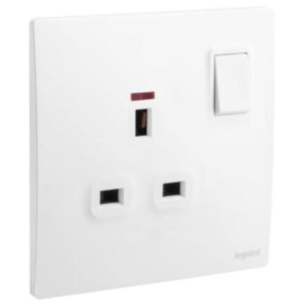 281118MW Mallia Senses 1 gang BS switched socket outlet double pole - with LED - 13A image 1