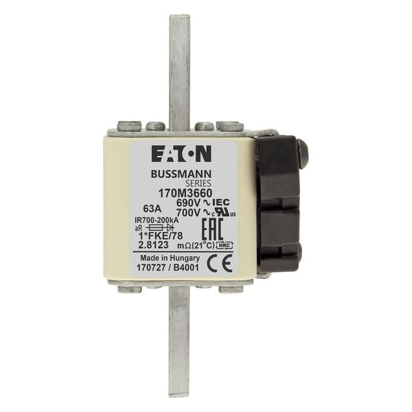 Fuse-link, high speed, 63 A, AC 690 V, compact size 1, 45 x 59 x 110 mm, aR, IEC, UL, single indicator image 16