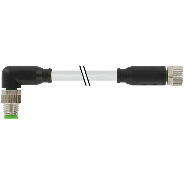 M8 male 90° / M8 female 0° A-cod. PUR 3x0.25 gy UL/CSA+drag ch. 2.5m image 1