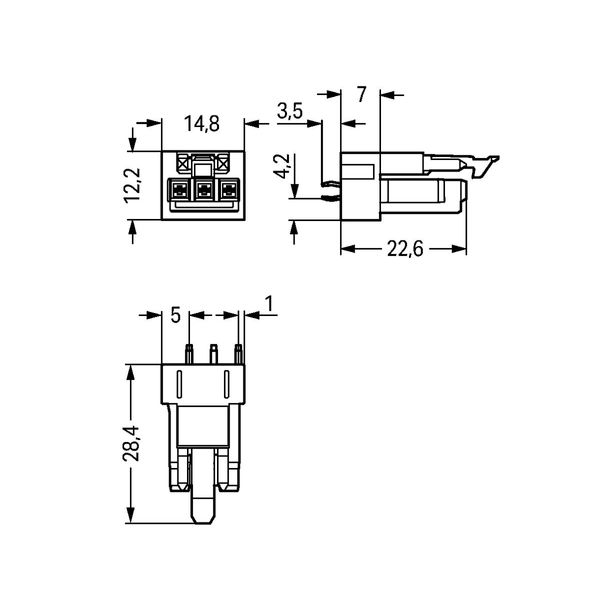 Socket for PCBs straight 3-pole white image 5