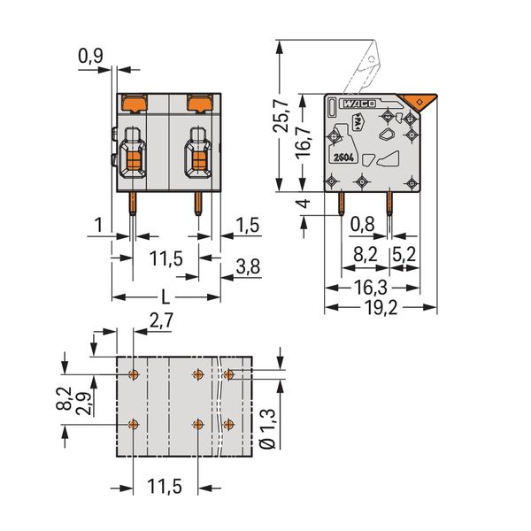 PCB terminal block lever 4 mm² gray image 4