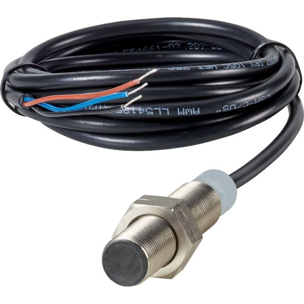 Proximity switch, E57G General Purpose Serie, 1 N/O, 3-wire, 10 - 30 V DC, M12 x 1 mm, Sn= 4 mm, Flush, PNP, Stainless steel, 2 m connection cable image 1