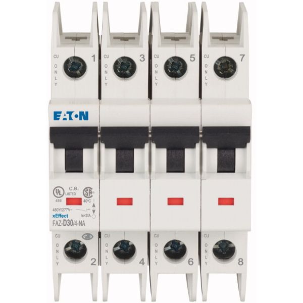 Miniature circuit breaker (MCB), 30 A, 4p, characteristic: D, NA image 2