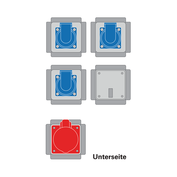 The power cube is equipped with 3 x SCHUKO sockets and 1 x 5/16A 400V 6h, IP44 CEE socket. image 1